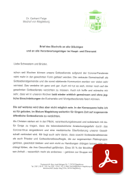 Deckblatt: Brief des Bischofs an alle Gläubigern vom 06.05.2020