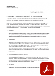 Deckblatt: 3. Ergänzung zur 5. Anordnungen für das Bistum Magdeburg vom 24.03.2021