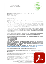 Deckblatt: Mindeststandards für Gottesdienste in der Zeit der Corona-Pandemie<br>für das Bistum Magdeburg vom 01.07.2021