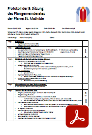 Deckblatt: Einladung zur 9. PGR-Sitzung vom 21.05.2026